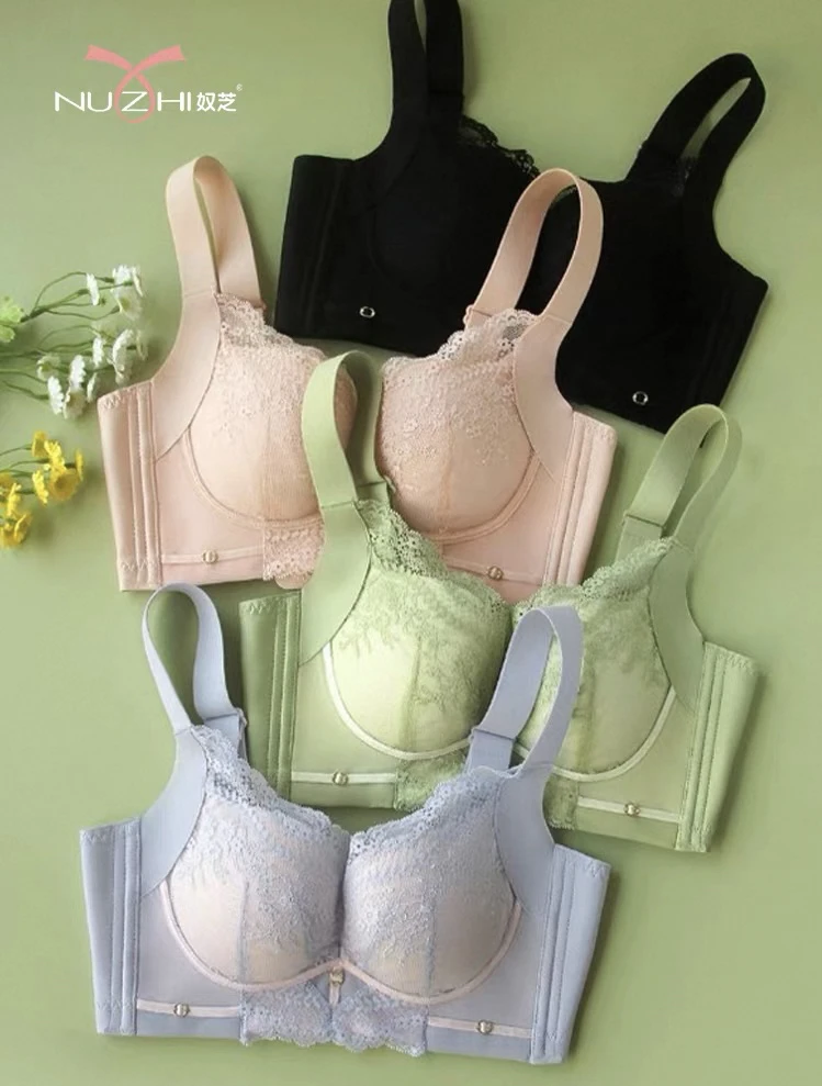 奴芝新款9307中薄B杯聚拢调整型文胸无磁无铁无钢圈收副乳