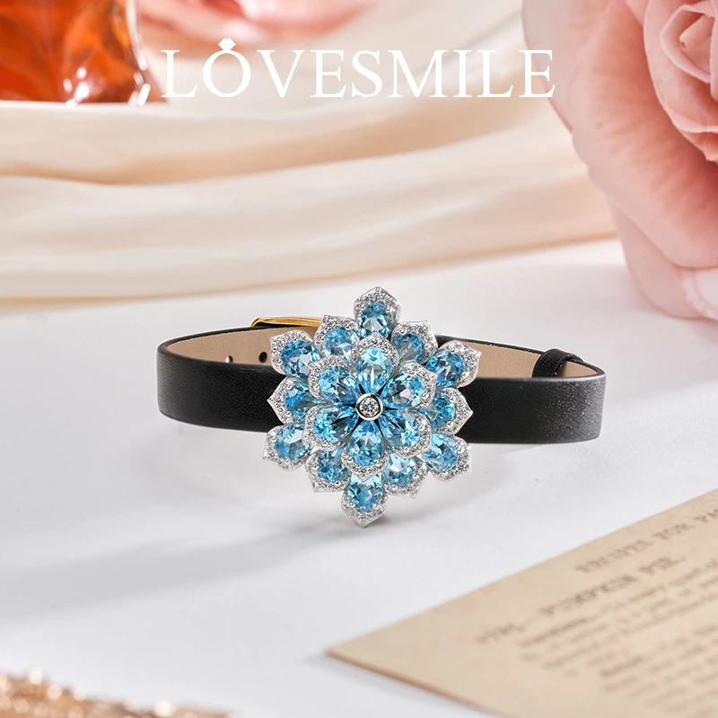 S925银托帕石瑞士蓝手镯轻奢精致时尚