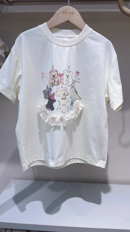 女大童印花短袖T