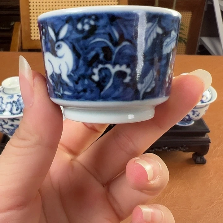 手工手绘茶具兔子