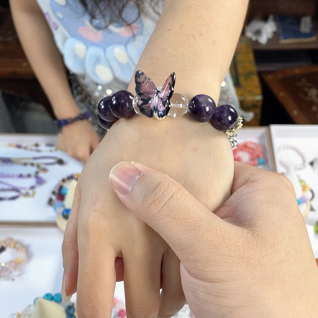 水晶手链银S925镀金镶嵌