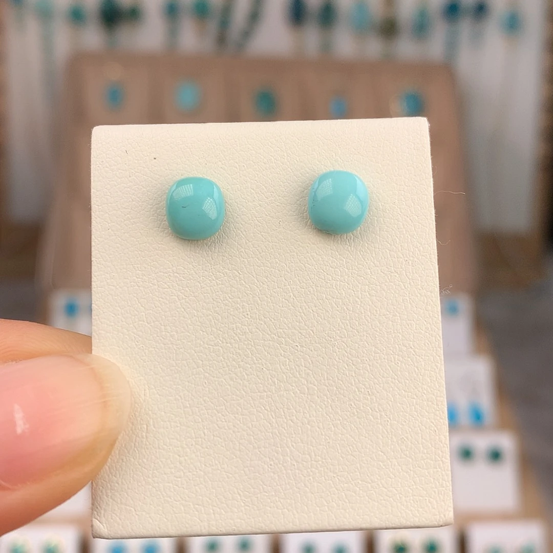 绿松石未镶嵌耳饰