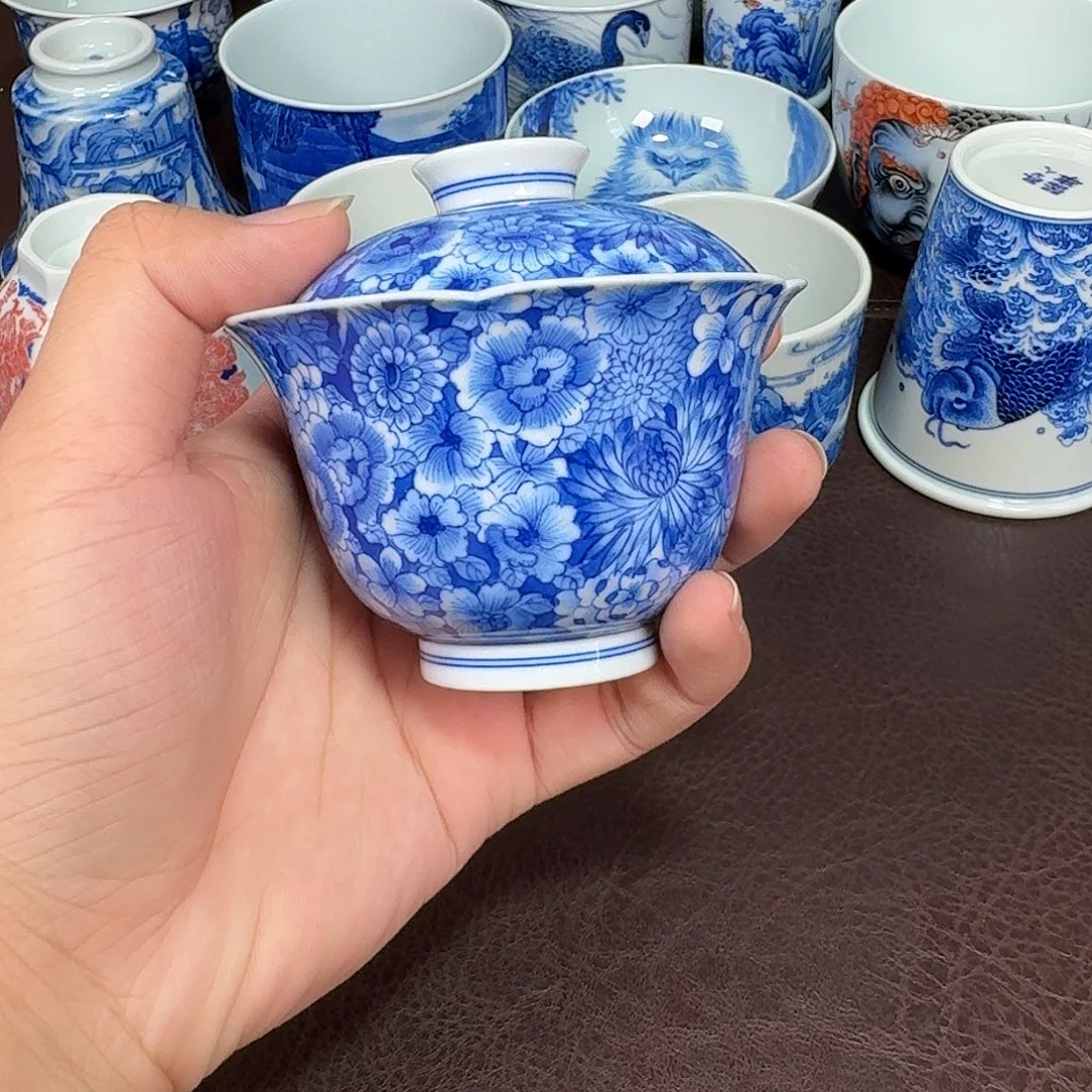现代景德镇陶瓷盖碗