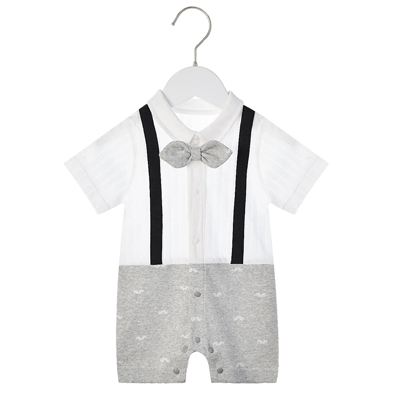 婴儿连体衣夏季短袖满月洋气凉爽新生儿无骨哈衣