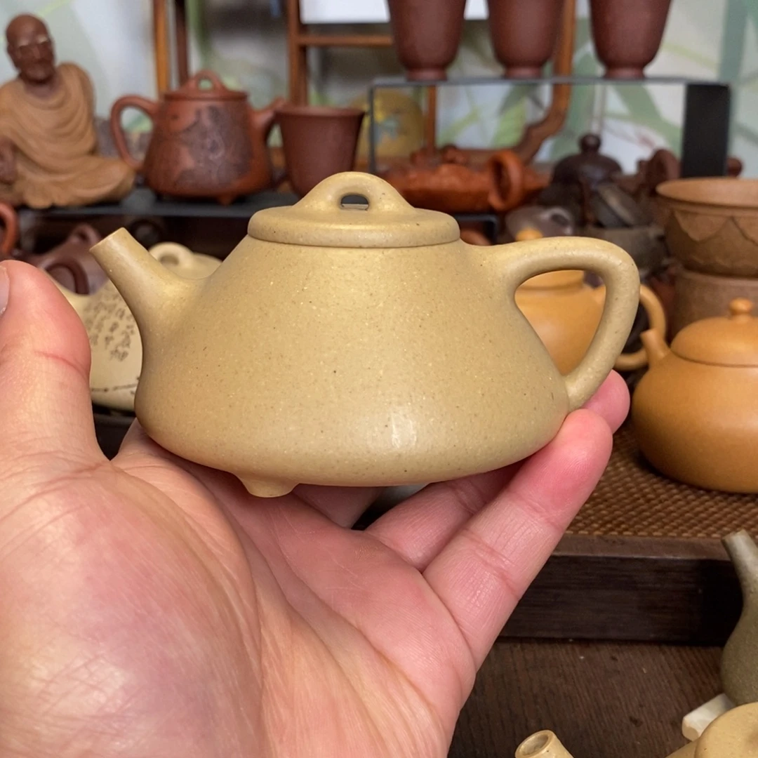 仙***路茶壶紫砂微瑕本绿石瓢