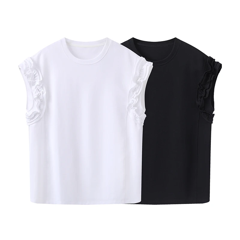 艾诺丝商场同款圆领纯色短袖T恤6010