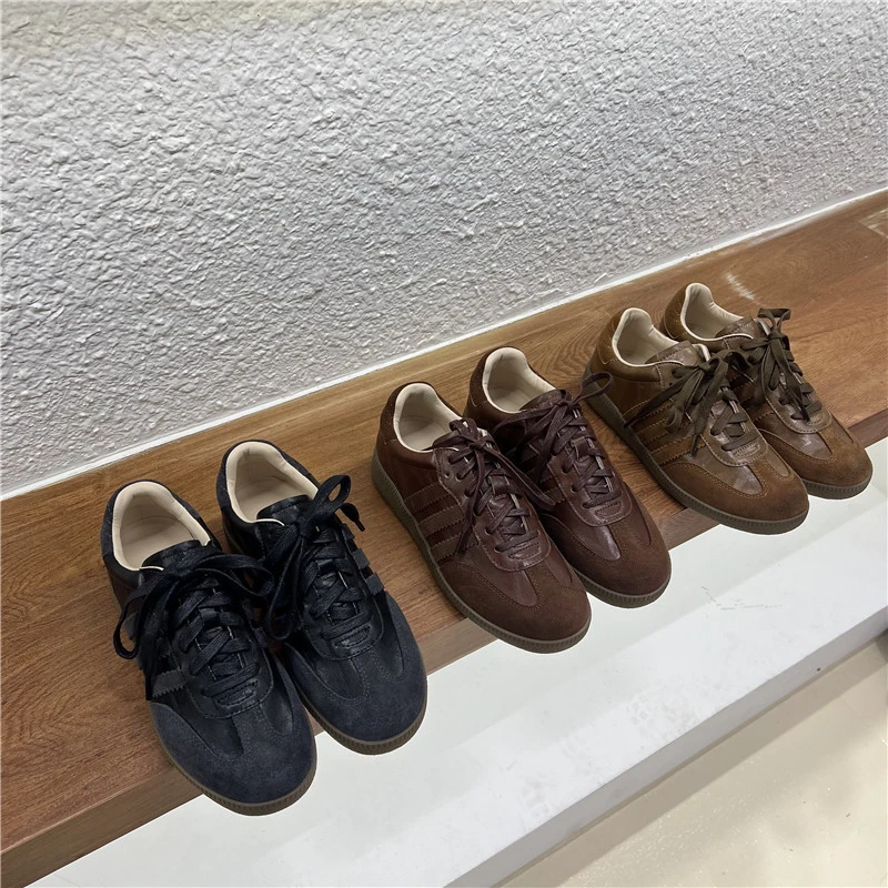 三条杠德训鞋女夏厚底休闲单鞋2025秋冬新款百搭拼色阿甘鞋子透气