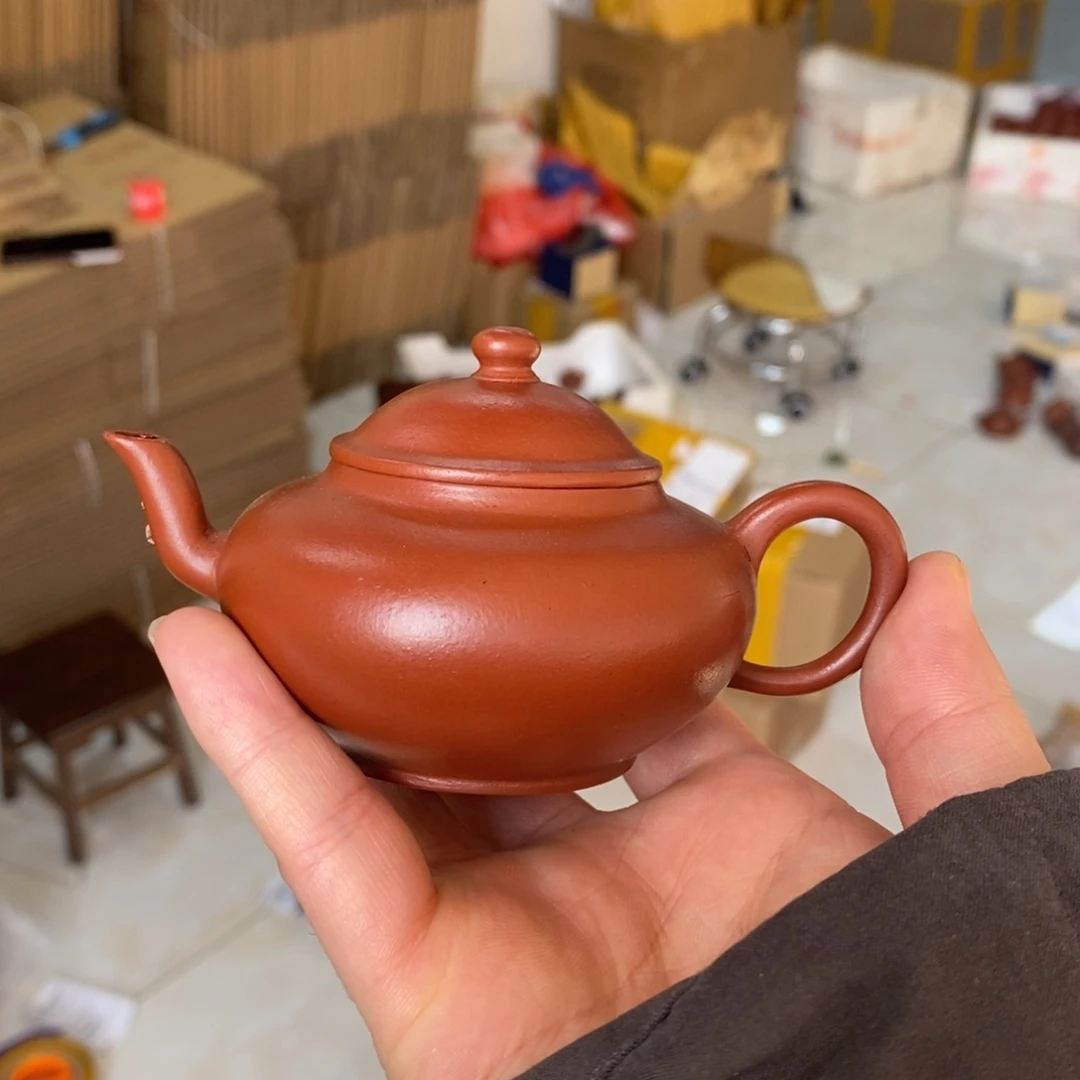 紫砂茶壶手工宫灯110毫升朱泥