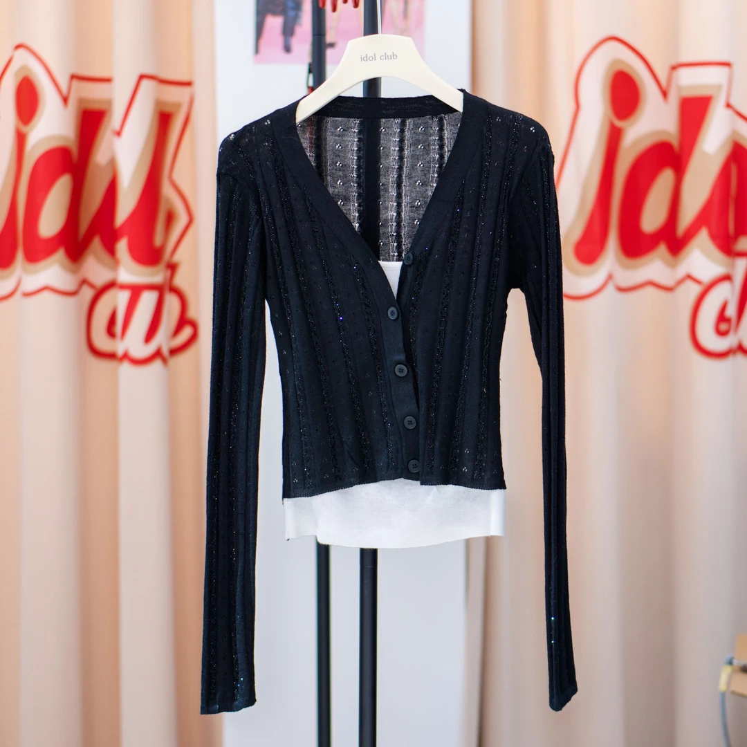 纯欲黑白两件套开衫