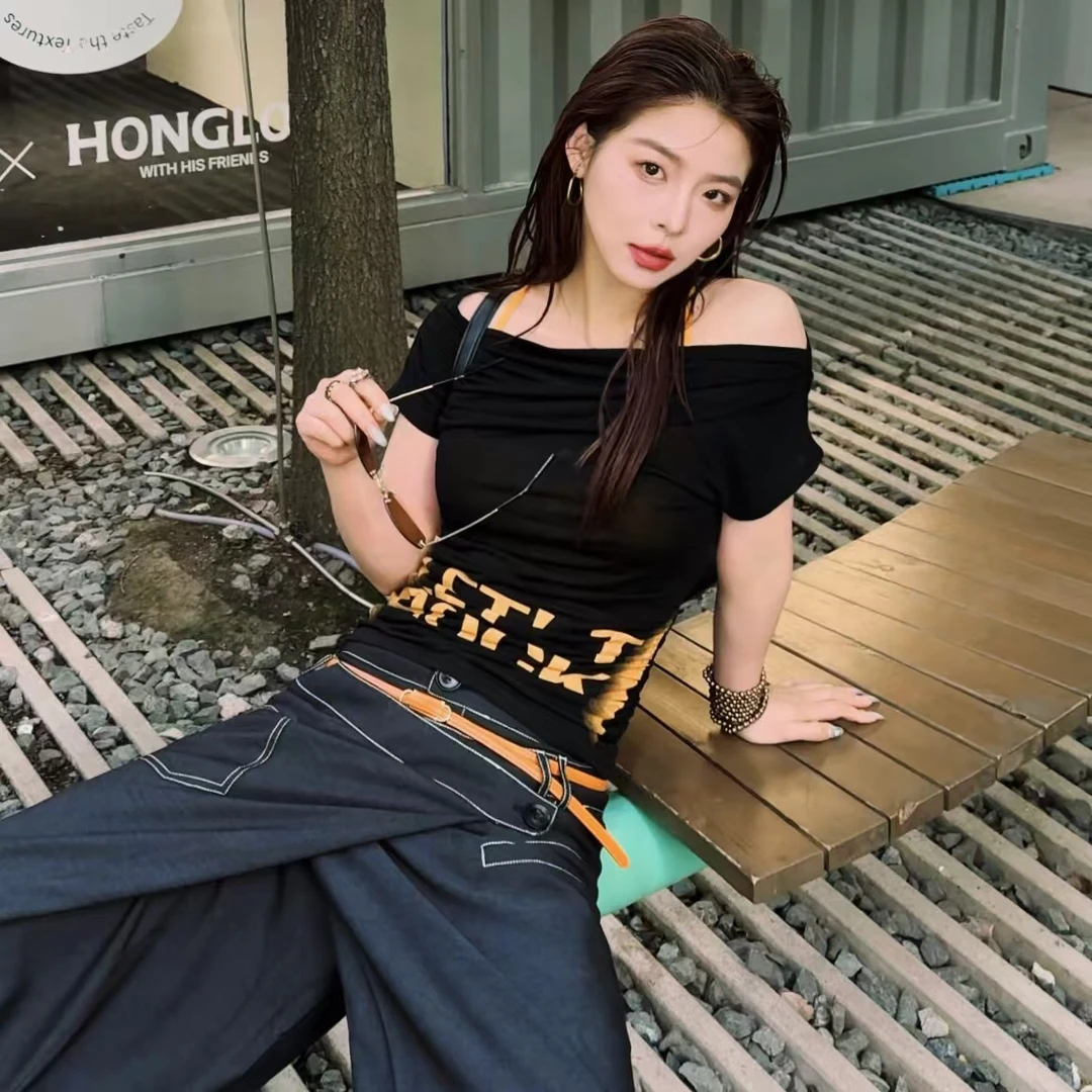 两件套一字肩辣妹上衣