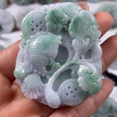 翡翠颈饰未镶嵌如意年年有余福利