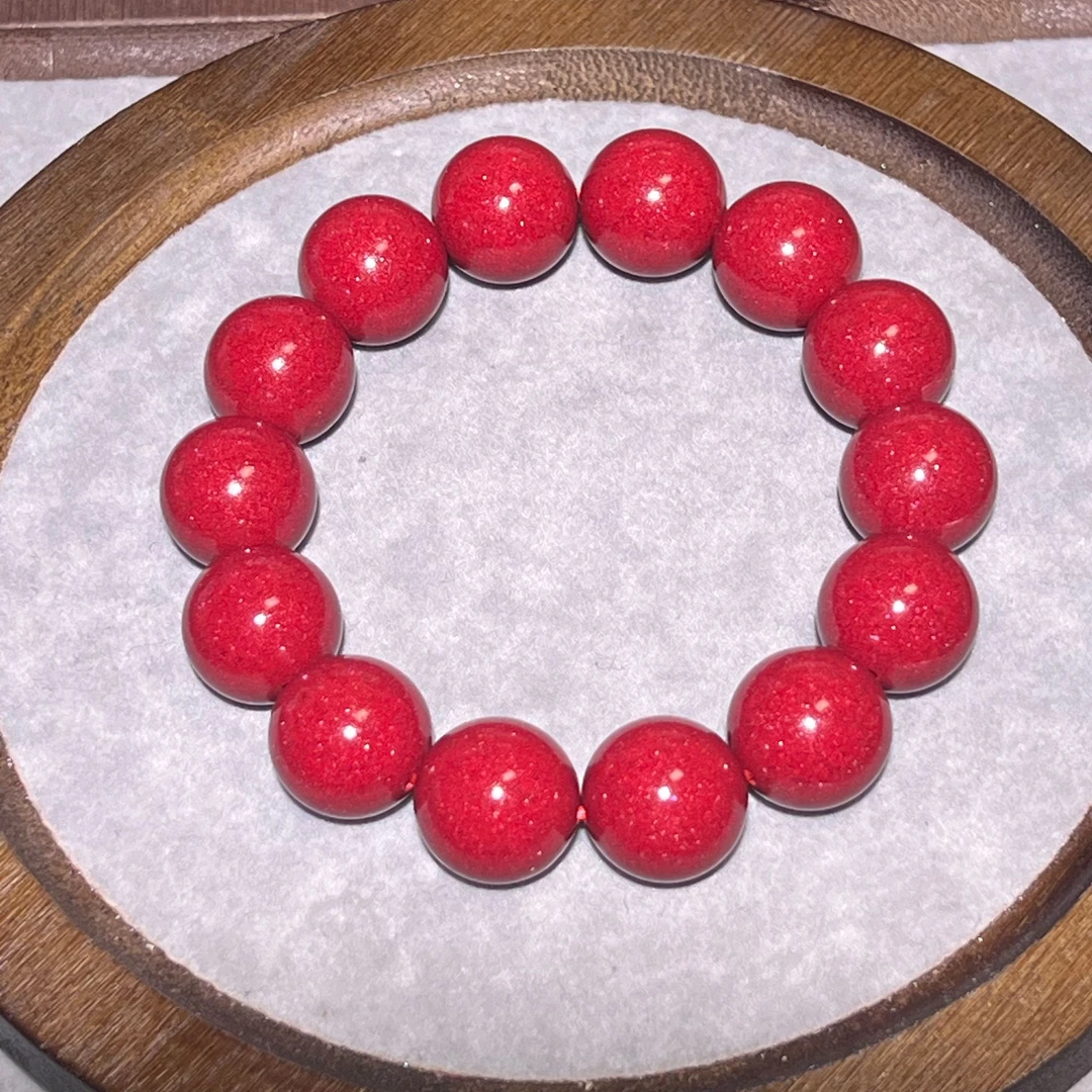 含辰砂工艺品三号井特级红晶砂手串