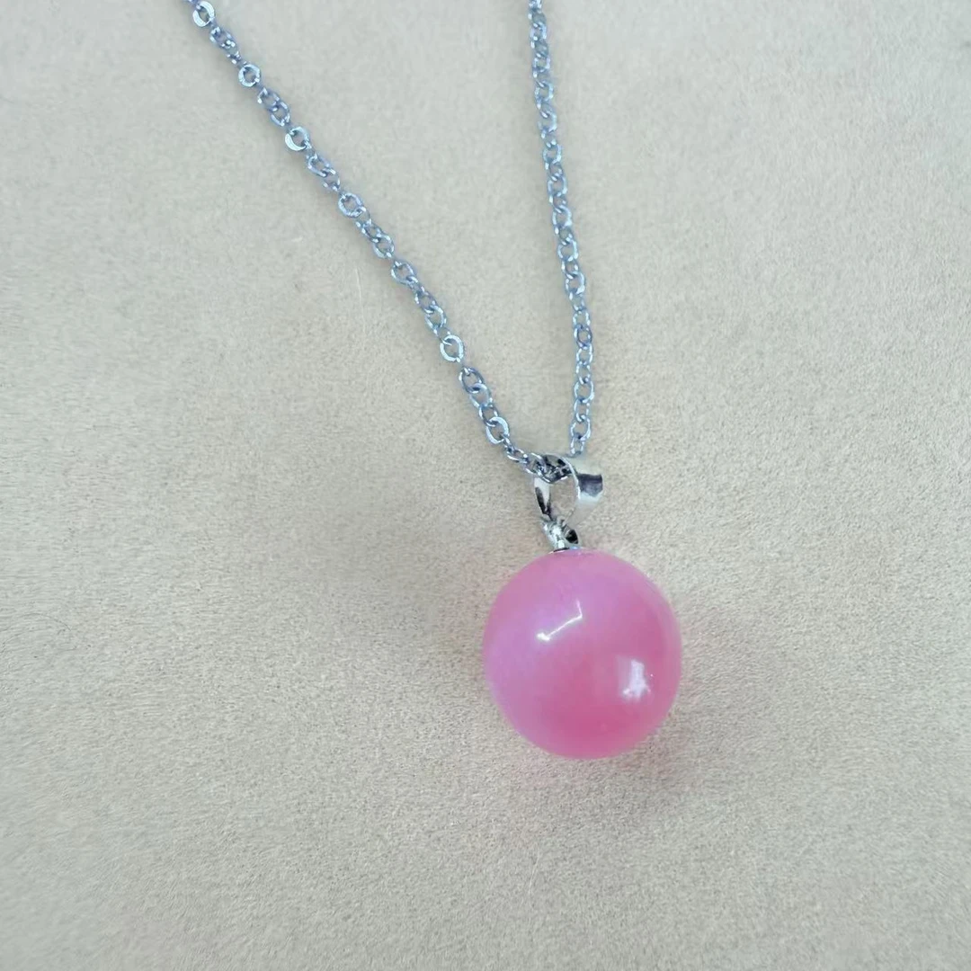 铜合金项链 417#法式简约粉珠项链