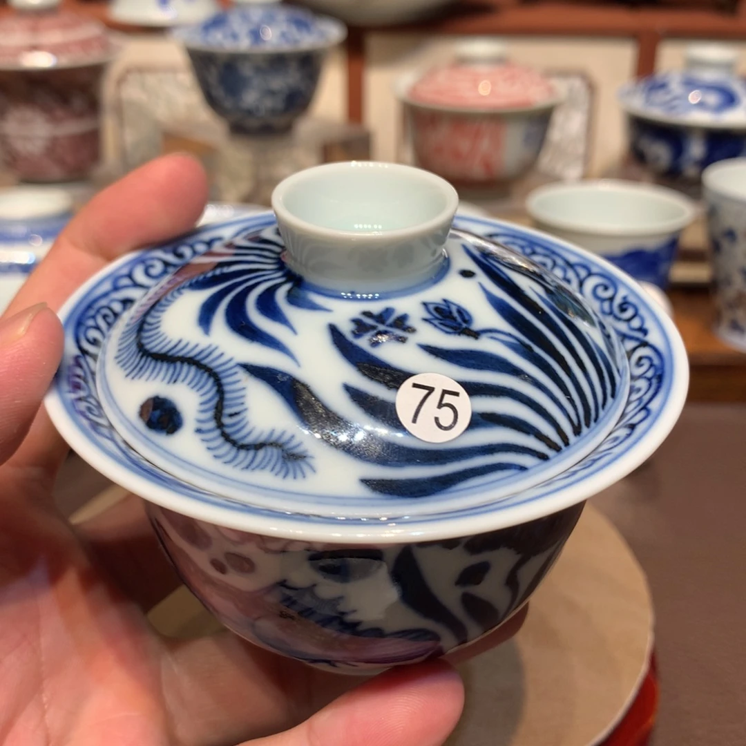 少***冰75青花鱼藻盖碗一只ff112