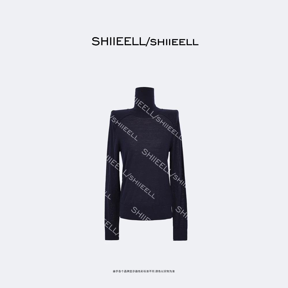 SHIIEELL【松弛肩式】高智风绵羊毛肩部分割设计软糯高领毛衫Z7303
