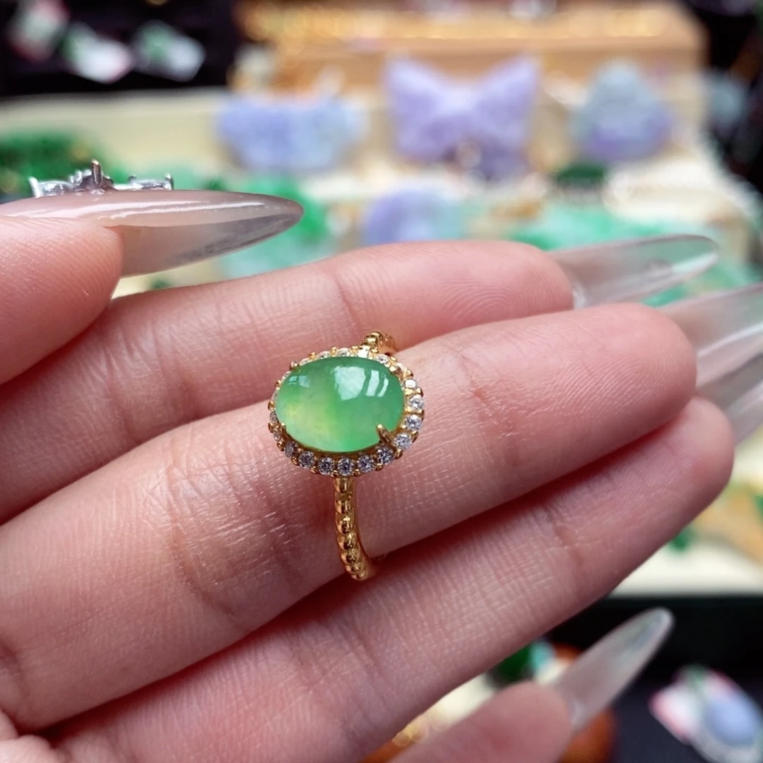 银S925镶嵌戒指翡翠翡翠戒指