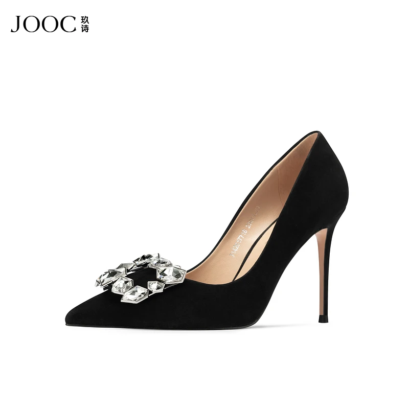 【摘星】JOOC玖诗尖头高跟鞋女2025春季新款方扣细跟单鞋宴会女鞋