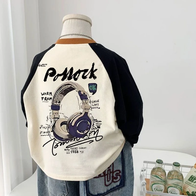 童装男女童长袖上衣春秋新款宝宝洋气儿童小童卡通打底纯棉T恤潮t