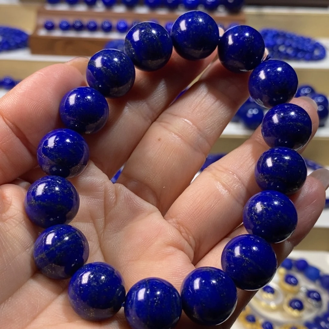 青金石未镶嵌手串14+m洒金款