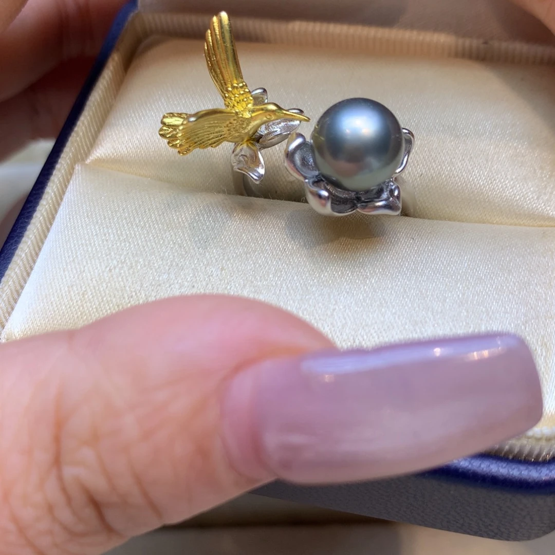 银S925镶嵌戒指海水珍珠