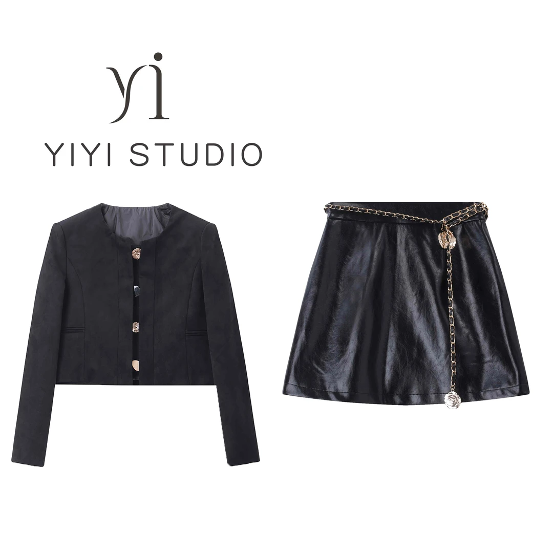 【暗夜巴黎】<YiYiii>小个子新款复古设计感羽绒短外套高腰A字短裙