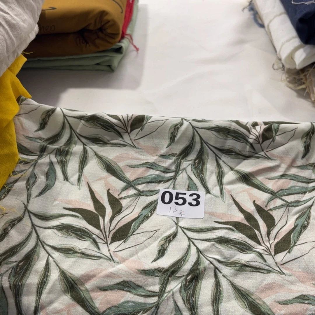 天丝（莱赛尔纤维）麻053印花绿叶天丝麻1.5米