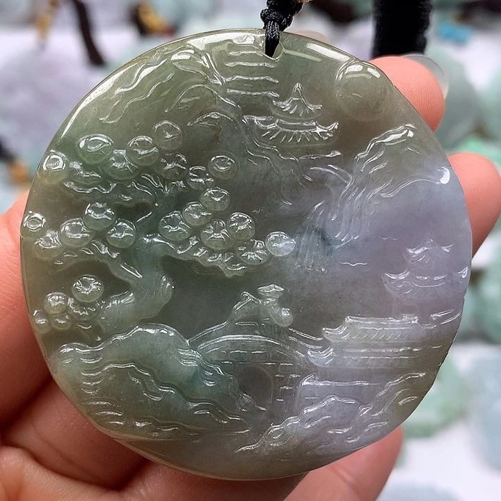 翡翠未镶嵌颈饰山水福利洒黄翡福利