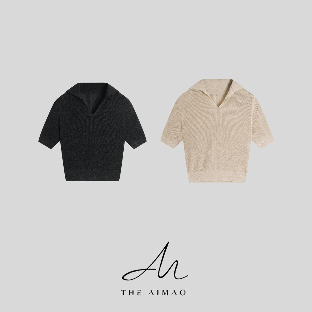 【THE AIMAO】“智性松弛”和纸亚麻混纺清爽舒适显瘦T恤上衣XYX82323