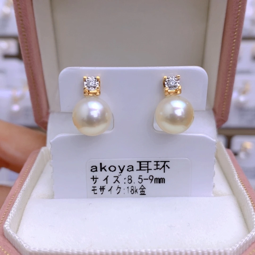 海水珍珠耳饰18K金镶嵌亦*