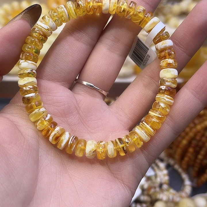 琥珀未镶嵌手链拉丝沁色7.8