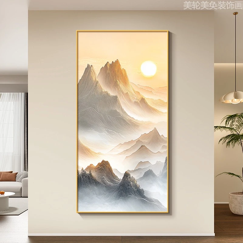 背有靠山入户门玄关装饰画 画现代简约走廊过道挂画 画日出东方风