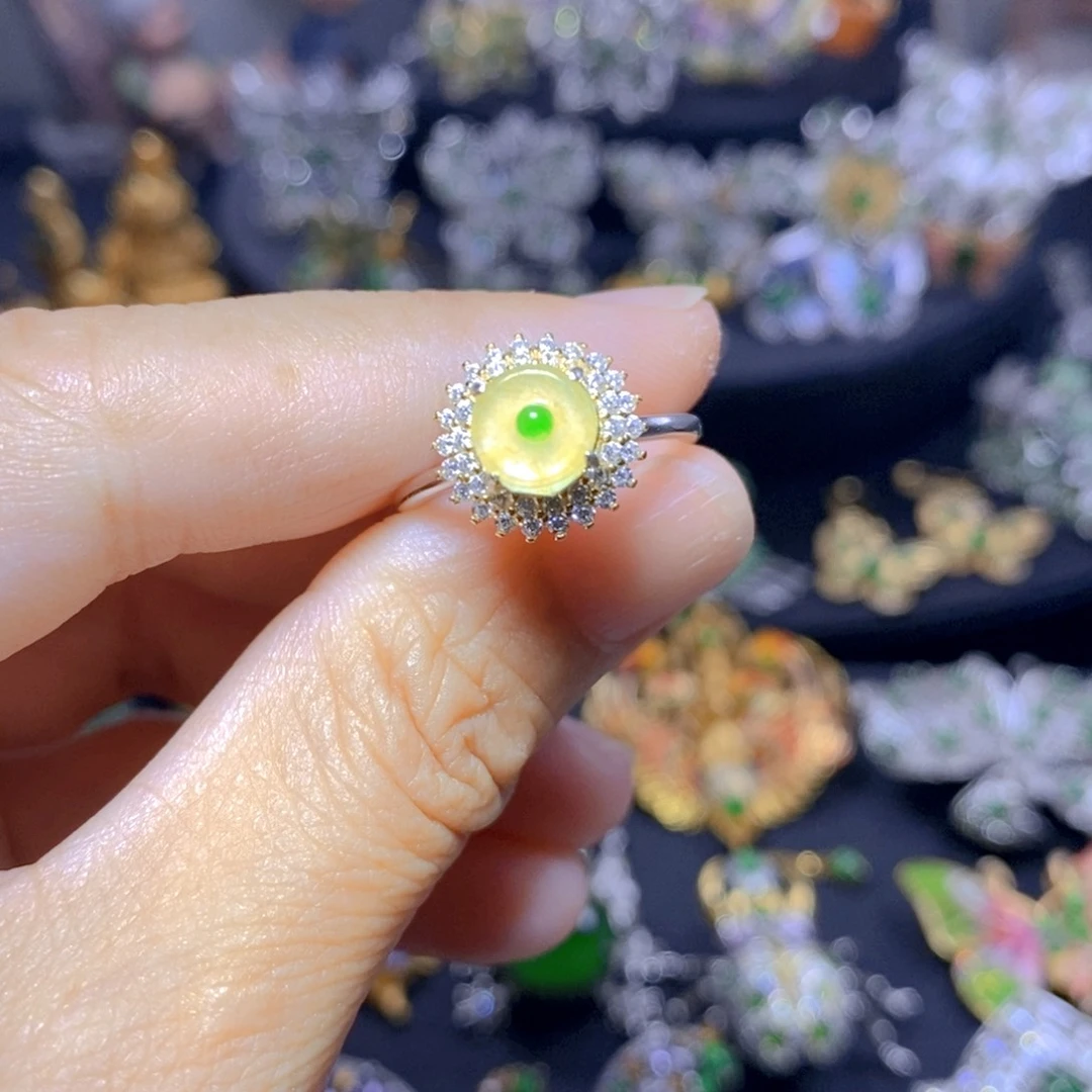 翡翠银S925镶嵌吊坠(不含链)天然