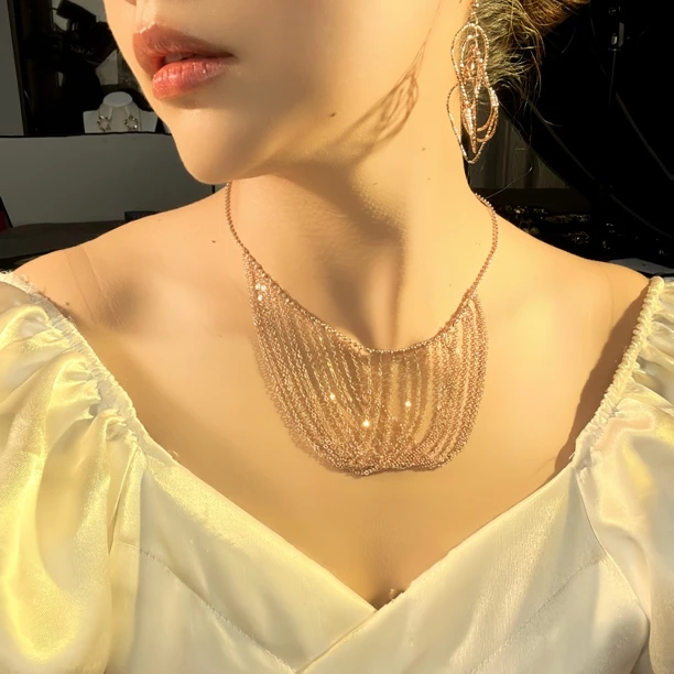 钛钢项链 Xyuer谢雨儿多流苏高品质首饰套装气质轻奢