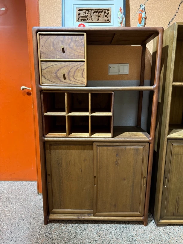 中实木酒柜#多功能柜#书柜茶叶置物架展示柜#多宝阁博古架#镂空款