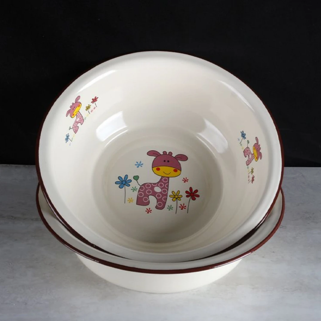 16公分珐琅搪瓷加厚汤碗 1花色随机