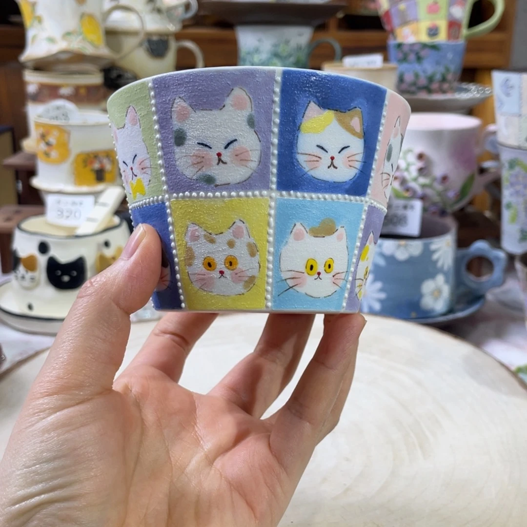 景德镇手工岩彩小猫486