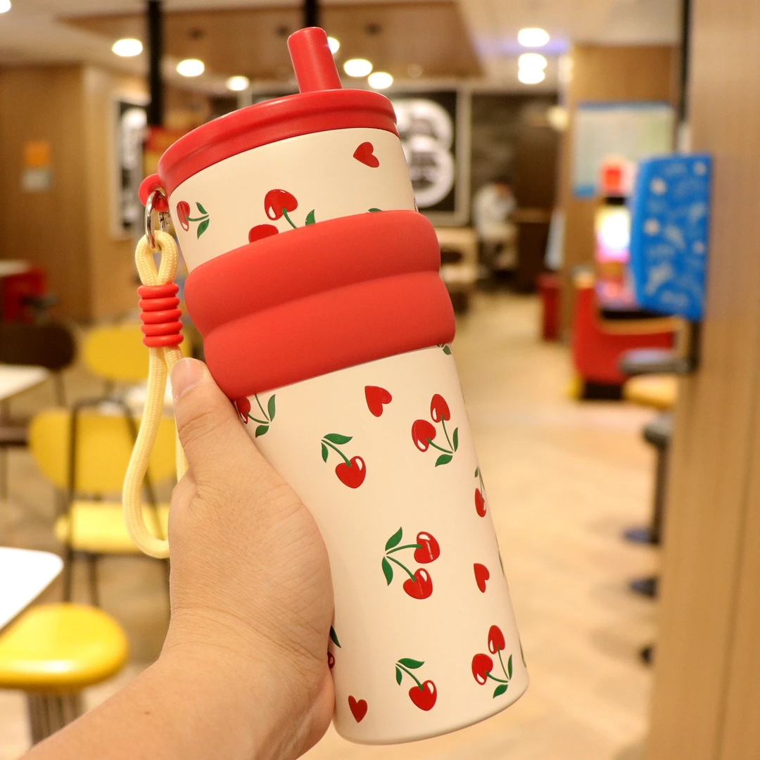 吸管保温杯女生男款2025新款316不锈钢高颜值大容量水杯咖啡杯子