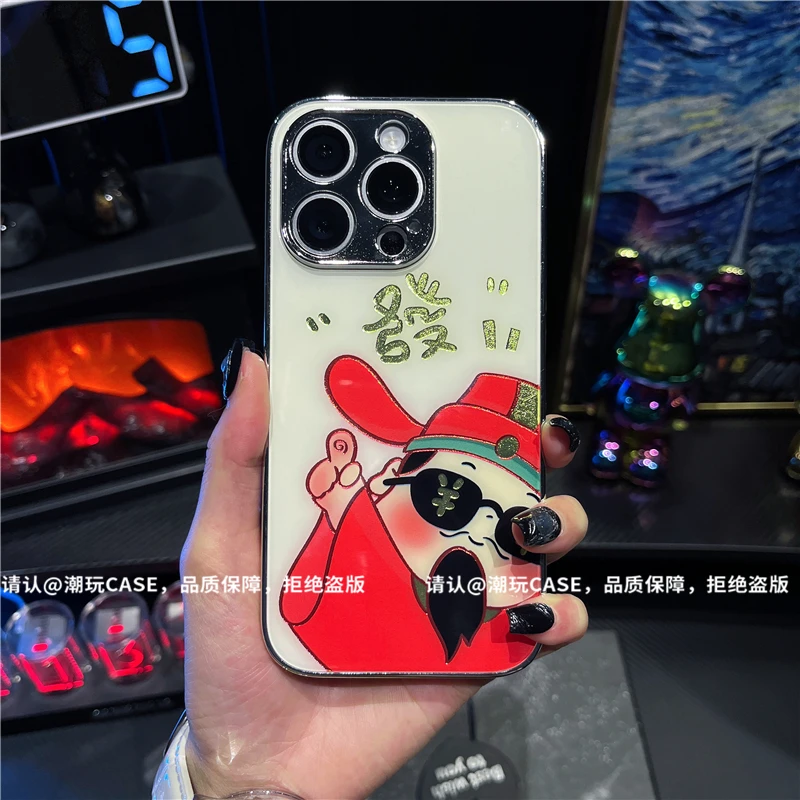 电镀鎏金玻璃壳适用苹果iPhone16/华为荣耀/OPPO/VIVO/小米手机壳