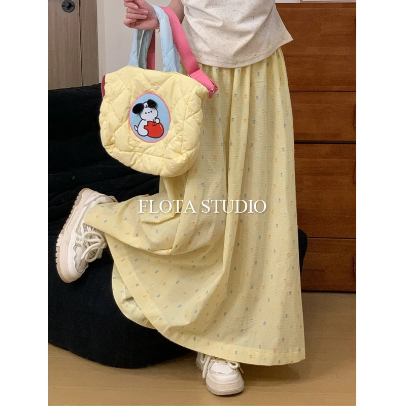 【flota】彩色点点慵懒甜美风高腰半身裙田园风小清新长裙垂感