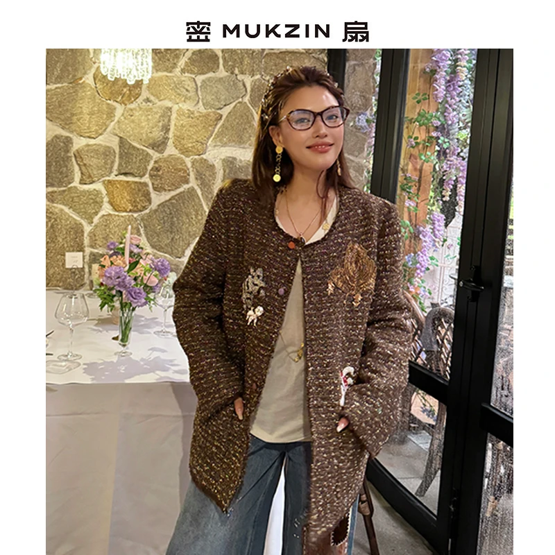 「鎏金琥珀」新中式小香风刺绣外套密扇小香风外套M254JB11152467