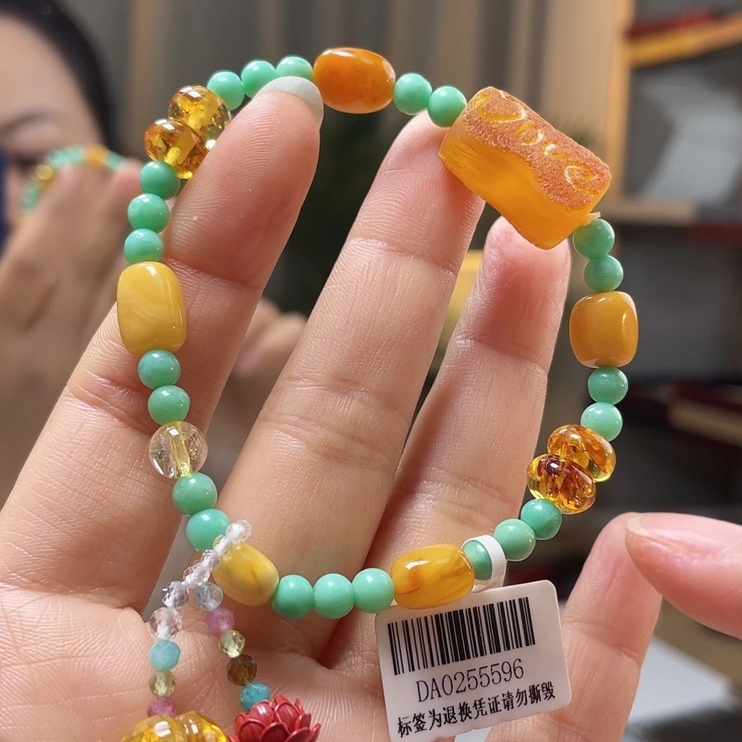 琥珀裸石未镶嵌蜜蜡手串