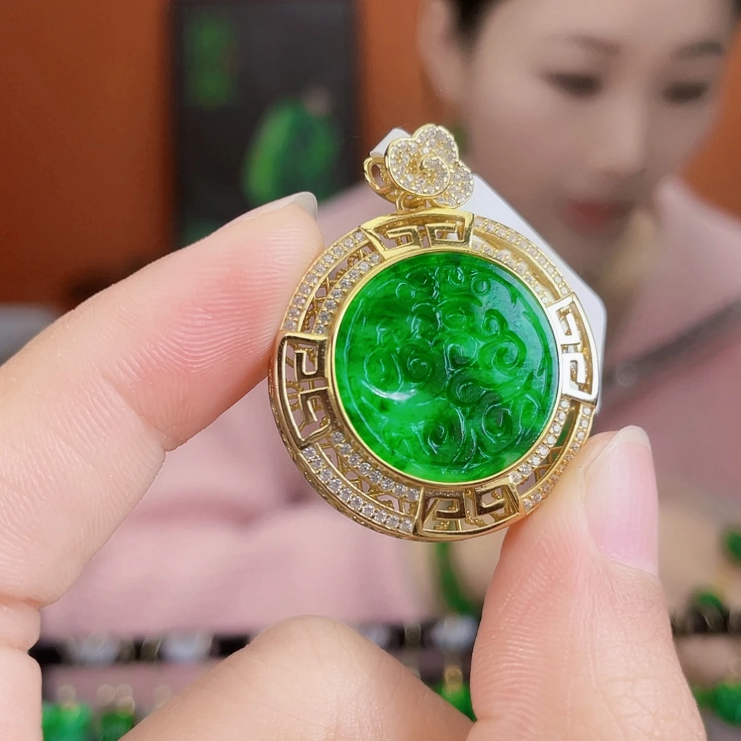 翡翠银S925镶嵌耳饰
