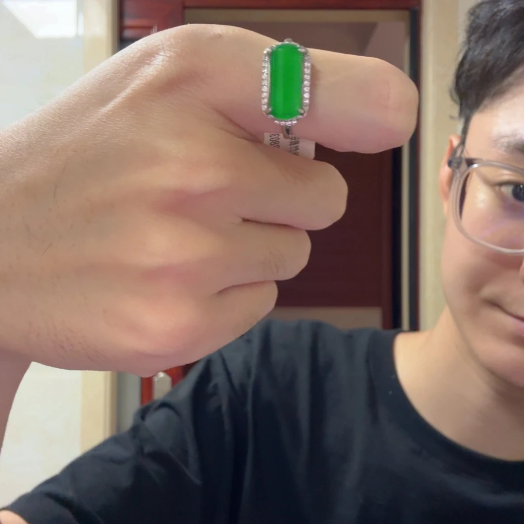 翡翠银S925镶嵌颈饰戒指