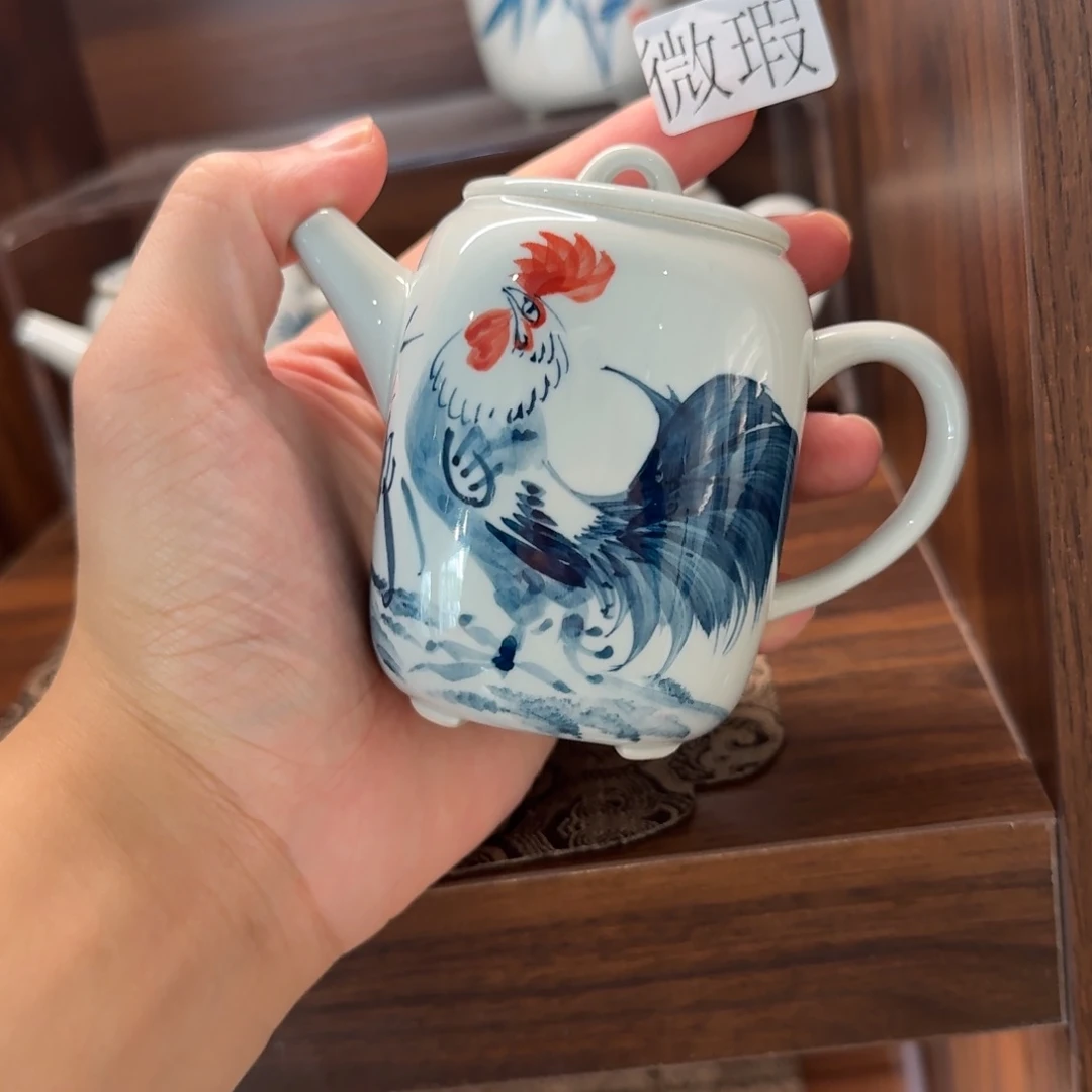 釉下手绘茶具微瑕
