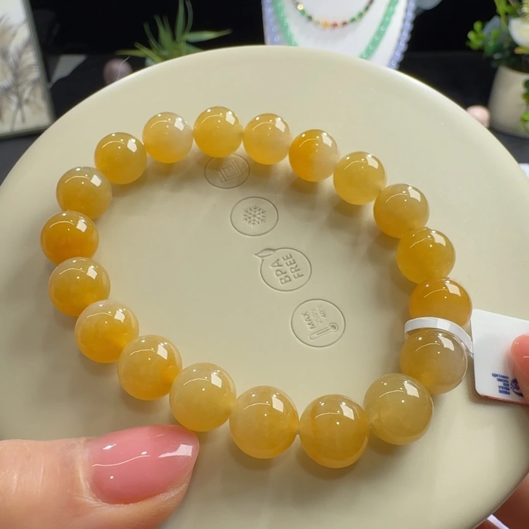 未镶嵌手链翡翠冰鸡油黄单圈10mm