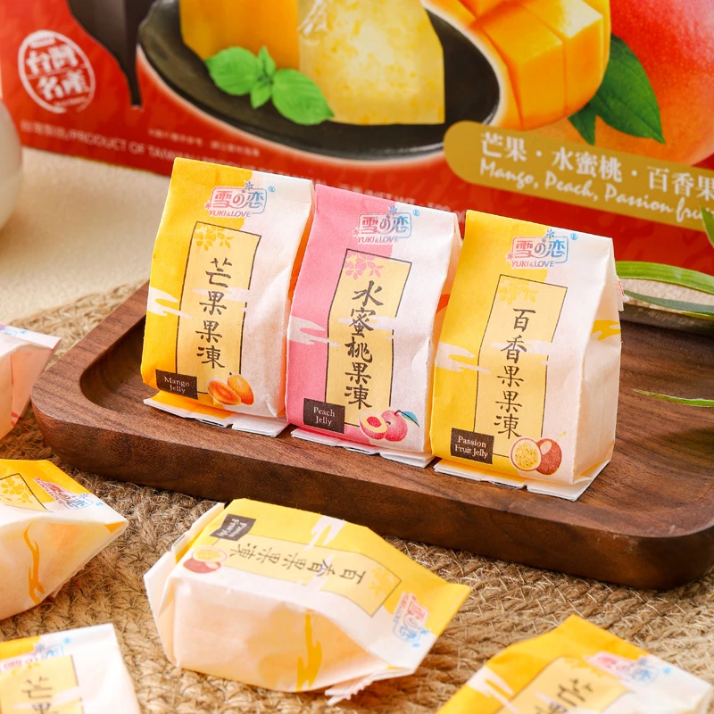 台湾原装进口雪之恋综合果味盒装果汁果冻芒果百香果水蜜桃500克
