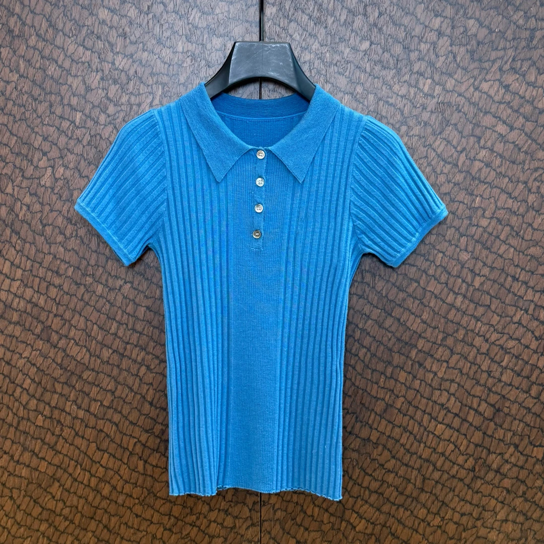 【Xenia】毛针织衫时尚蓝色短袖