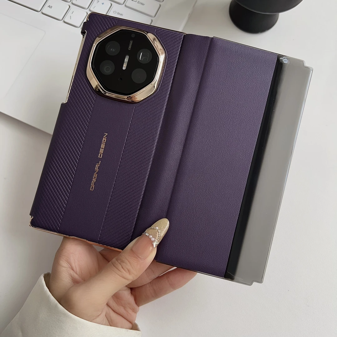 适用华为mateXTs非凡大师手机壳新款电镀压纹XT高档商务翻盖皮套