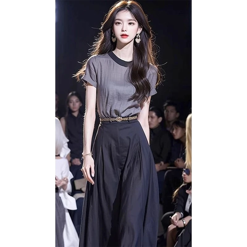 韩系高级感穿搭气质名媛高端灰色半身裙夏季
