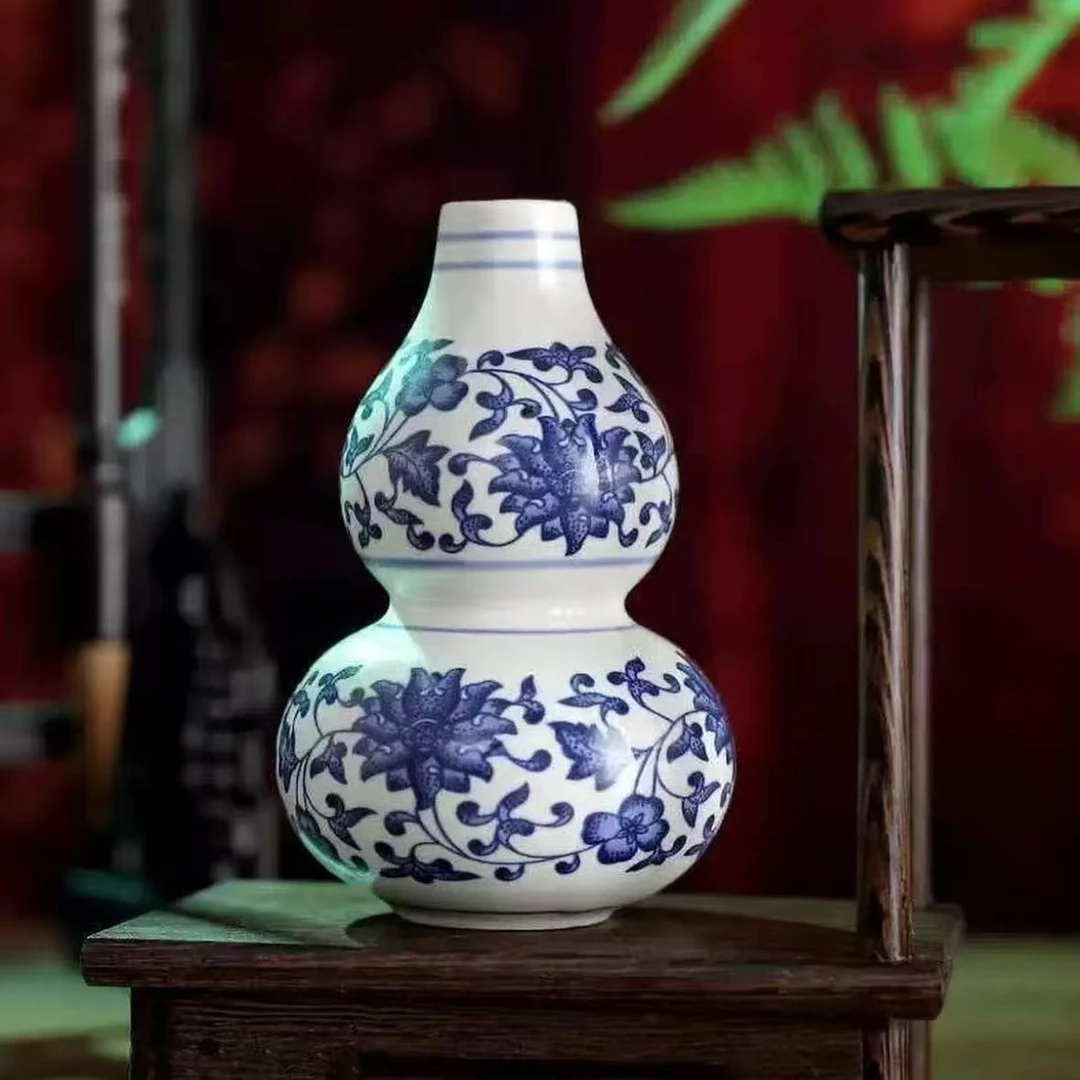 青花瓷花瓶摆件景德镇瓷器复古装饰工艺品高级感陶瓷插花ZH1213